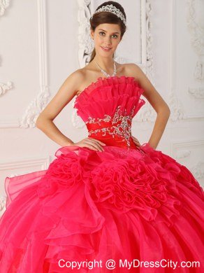 Prom Dress with Cool Neckline Beaded Red Quinceanera Dress