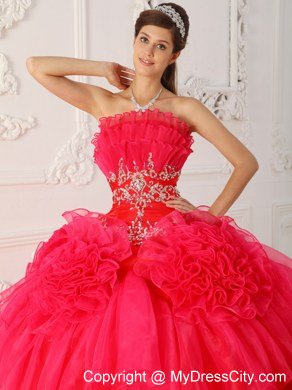 Prom Dress with Cool Neckline Beaded Red Quinceanera Dress