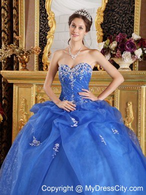 Affordable Blue Sweetheart Appliques Quinceanera Dress For 2013