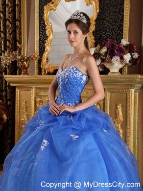 Affordable Blue Sweetheart Appliques Quinceanera Dress For 2013