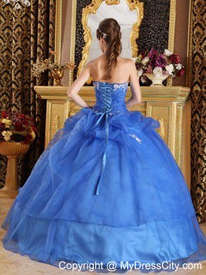 Affordable Blue Sweetheart Appliques Quinceanera Dress For 2013