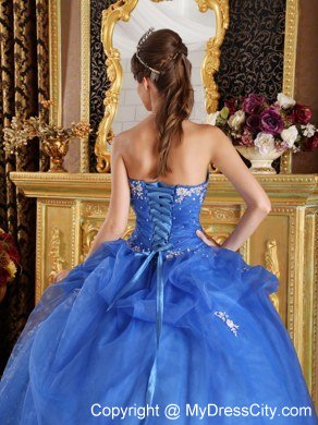 Affordable Blue Sweetheart Appliques Quinceanera Dress For 2013