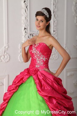 2013 Summer Sweetheart Green and Red Quinceanera Gowns