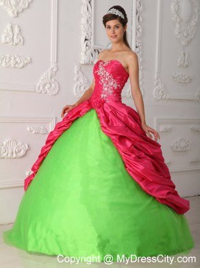 2013 Summer Sweetheart Green and Red Quinceanera Gowns