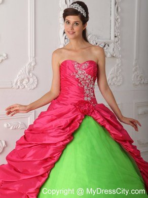 2013 Summer Sweetheart Green and Red Quinceanera Gowns