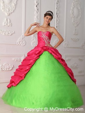 2013 Summer Sweetheart Green and Red Quinceanera Gowns