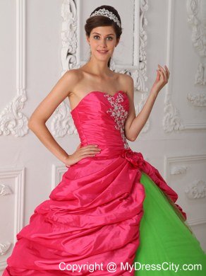 2013 Summer Sweetheart Green and Red Quinceanera Gowns