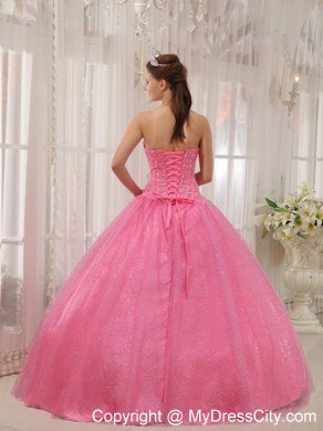 Pink Paillette Over Skirt Sweetheart Beading Cute Quinceanera Dress