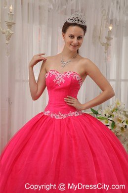 Sweetheart Appliques Coral Red 2013 Quinceanera Dress For Girls