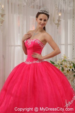 Sweetheart Appliques Coral Red 2013 Quinceanera Dress For Girls