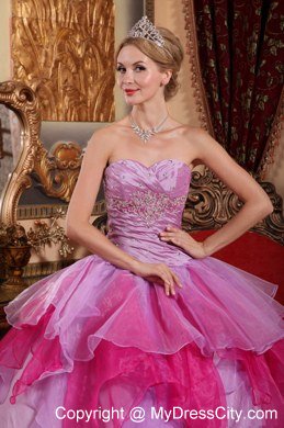 Affordable Sweetheart Beading Ruffles Colorful Quinceanera Dress