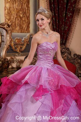 Affordable Sweetheart Beading Ruffles Colorful Quinceanera Dress