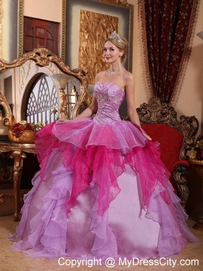 Affordable Sweetheart Beading Ruffles Colorful Quinceanera Dress