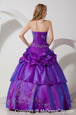 Purple Strapless Embroidery Quinceanera Gowns with Quinceanera Dress