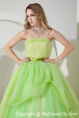 Spring Green A-line Princess Strapless Sweet 15 Dresses with zipper back