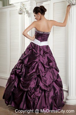 Custom Size Sweetheart Sash Dark Purple Cheap Quinceanea Dress