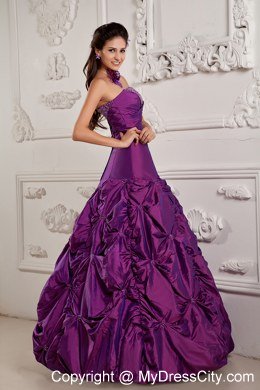 Spring Purple Ball Gown Strapless Beading Embroidery Quinceanera Gown