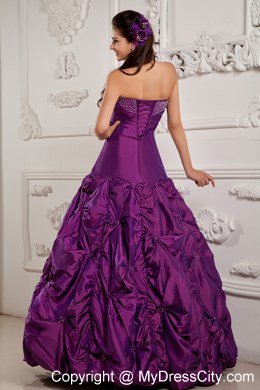 Spring Purple Ball Gown Strapless Beading Embroidery Quinceanera Gown