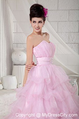 Pretty Quinceanea Dress for Girl Sweetheart Beading Baby Pink