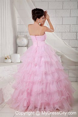 Pretty Quinceanea Dress for Girl Sweetheart Beading Baby Pink