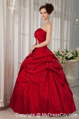 Ball Gown Strapless Appliques Red 2013 Spring Quinceanera Gowns