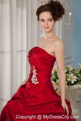 Ball Gown Strapless Appliques Red 2013 Spring Quinceanera Gowns