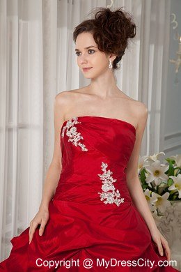 Ball Gown Strapless Appliques Red 2013 Spring Quinceanera Gowns