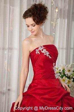 Ball Gown Strapless Appliques Red 2013 Spring Quinceanera Gowns