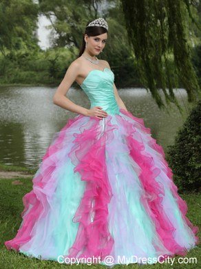 Colorful Sweetheart Beading Ruffle Layers Dress for Sweet 16 for Cheap