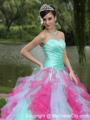 Colorful Sweetheart Beading Ruffle Layers Dress for Sweet 16 for Cheap