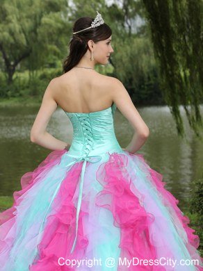 Colorful Sweetheart Beading Ruffle Layers Dress for Sweet 16 for Cheap