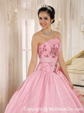 Asymmetrical Appliques Pink Lovely Summer Sweet 16 Birthday Dress