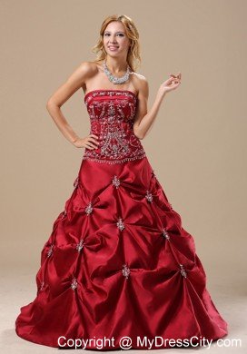 Embroidery Decorate Bodice Wine Red 2013 Dress for Sweet 16