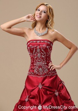 Embroidery Decorate Bodice Wine Red 2013 Dress for Sweet 16