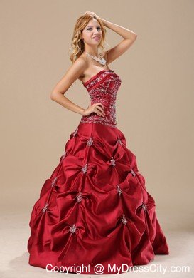 Embroidery Decorate Bodice Wine Red 2013 Dress for Sweet 16