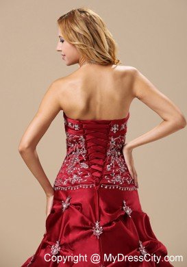 Embroidery Decorate Bodice Wine Red 2013 Dress for Sweet 16