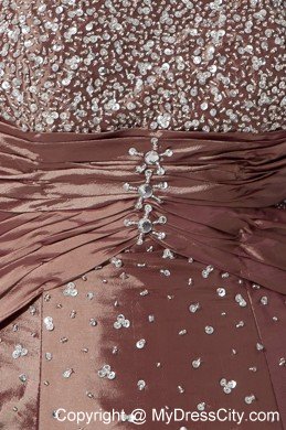 Brown Beading Long Pick-ups Quinceanera Dress for Sweet 15