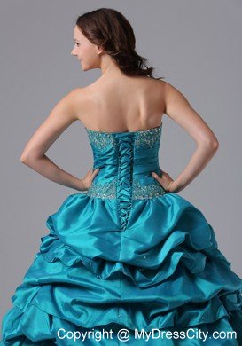 Teal Pick-ups and Beading Sweet Sixteen Dresses For Military Ball