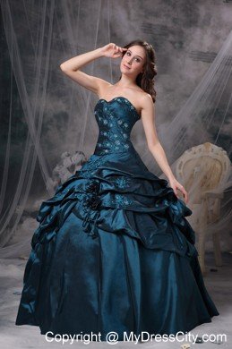 2013 Navy Blue Sweet 16 Dresses Sweetheart Hand Made Flower