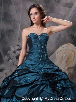 2013 Navy Blue Sweet 16 Dresses Sweetheart Hand Made Flower