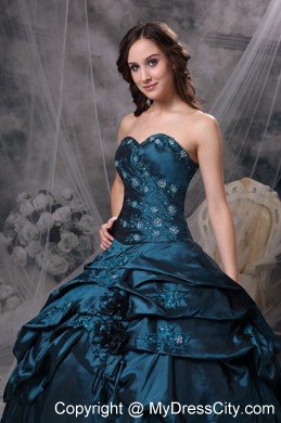 2013 Navy Blue Sweet 16 Dresses Sweetheart Hand Made Flower