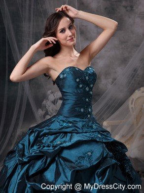 2013 Navy Blue Sweet 16 Dresses Sweetheart Hand Made Flower