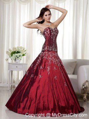 A-line Sweetheart Beading and Embroidery Wine Red Quinceanera Dress