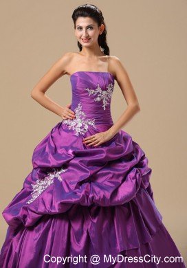 Pick Ups Appliques Decorate Bodice Pick-ups Purple Quinceanera Dress