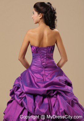 Pick Ups Appliques Decorate Bodice Pick-ups Purple Quinceanera Dress