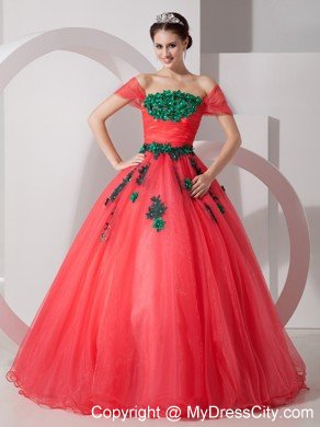 Off The Shoulder Princess Organza Quinceanera Gowns with Appliques