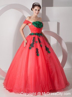 Off The Shoulder Princess Organza Quinceanera Gowns with Appliques