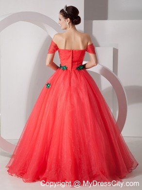 Off The Shoulder Princess Organza Quinceanera Gowns with Appliques