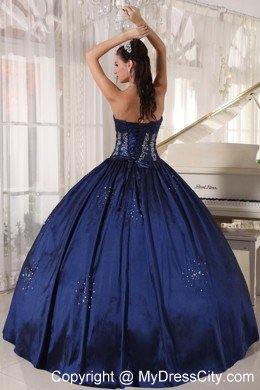 Custom Size Strapless Taffeta Beading Navy Quinceanera Dress 2013