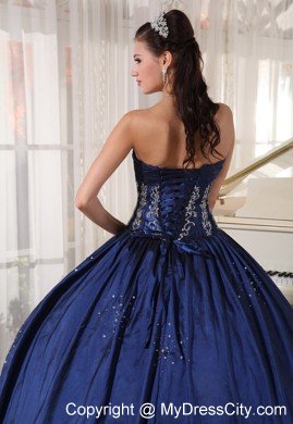 Custom Size Strapless Taffeta Beading Navy Quinceanera Dress 2013